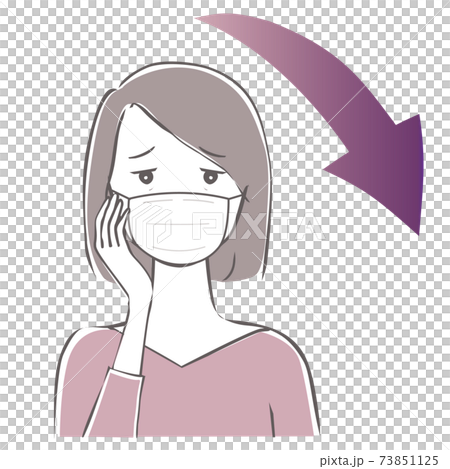 ストレスフルなマスク姿の中年女性 73851125
