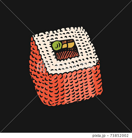 Japanese food. Maki Sushi bar or rolls set. Vector illustration for Asian restaurant. Hand Drawn Japanese food. Maki Sushi bar or rolls set. Vector illustration for Asian restaurant. Hand Drawn 73852002