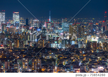 名古屋市の夜景 愛知県 の写真素材