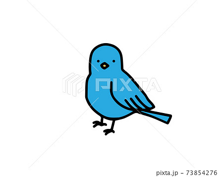シンプルな青い鳥のイラストのイラスト素材