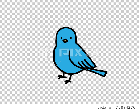 シンプルな青い鳥のイラストのイラスト素材