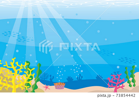 光が差している透き通る海中のイメージイラストのイラスト素材