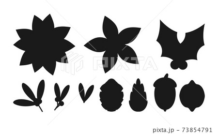 Black Christmas flower poinsettia cone vector set 73854791