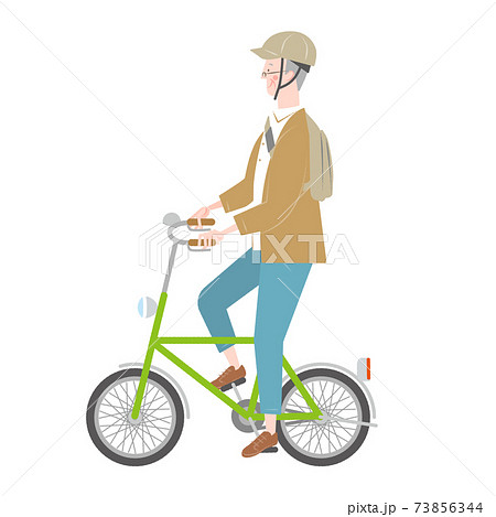 自転車に乗る年配の男性のイラスト素材