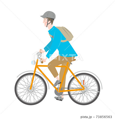 自転車に乗る男性のイラスト素材