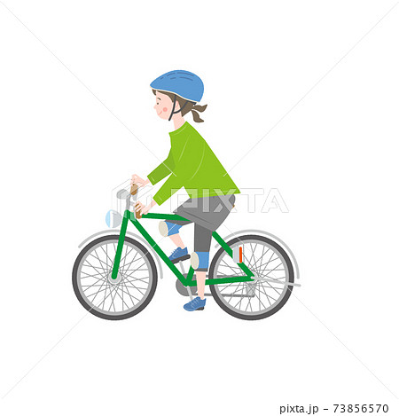 自転車に乗る女の子のイラスト素材