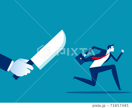 Businessman being chased by a knife. Danger 73857485
