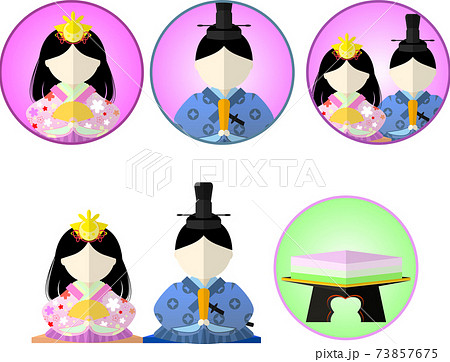 シンプルな雛祭りのアイコンセット シンプルな雛祭りのアイコンセット 73857675