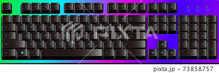 カッコいいハイセンスなレインボーカラーのゲーミングキーボードのイラスト素材