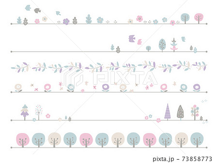 北欧風 手書き春のライン 木のイラスト素材