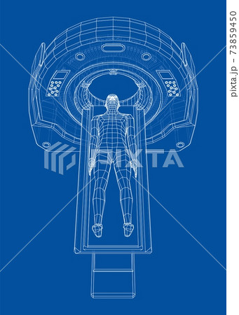 MRI machine scanning patient inside. Vector MRI machine scanning patient inside. Vector 73859450