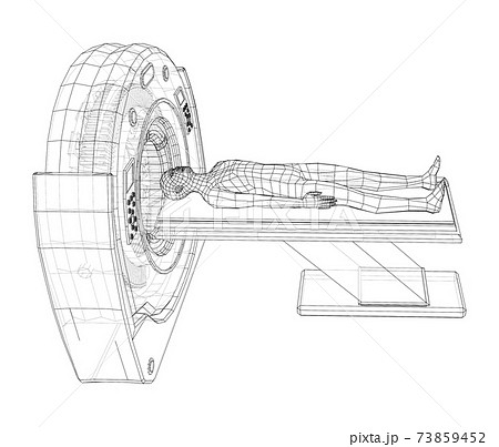 MRI machine scanning patient inside. Vector MRI machine scanning patient inside. Vector 73859452