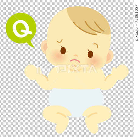 Baby in diapers_Q & A_Balloon_Baby full body illustration 107 73861057