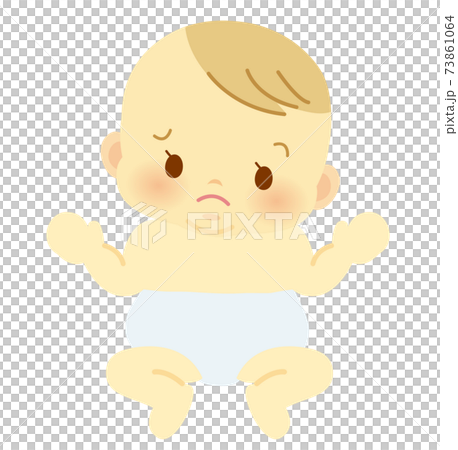 Baby in diaper __ Baby full body illustration 111 73861064