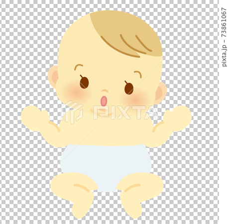 おしめ姿の赤ちゃん＿＿ベビー全身イラスト112 73861067