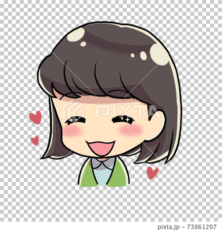 ハッピーな女性 デフォルメキャラ ハートのイラスト素材 73861207 Pixta