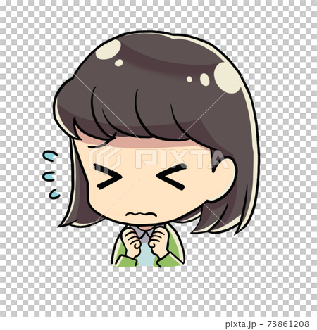 Worried woman deformed character sweat Worried woman deformed character sweat 73861208
