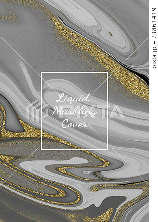 Liquid sparkle Gold Lines Paint Marbling Abstract background Vector 73861419