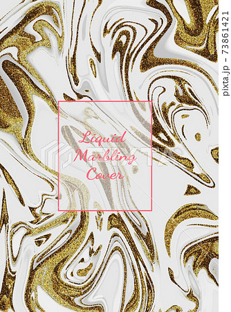 Liquid sparkle Gold Lines Paint Marbling Abstract background Vector 73861421