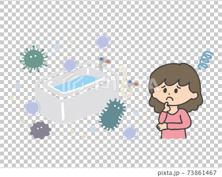 Illustration of a woman suffering from mold in the bathroom Illustration of a woman suffering from mold in the bathroom 73861467