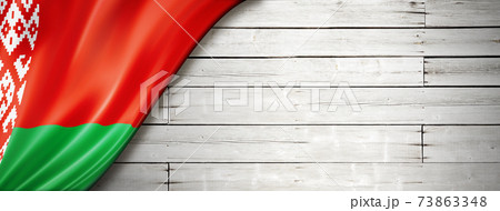 Belarus flag on old white wall banner 73863348