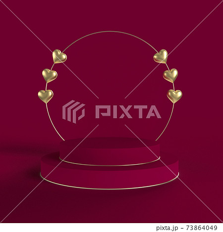 Round podium shape for display product, present and advertising with hearts Round podium shape for display product, present and advertising with hearts 73864049