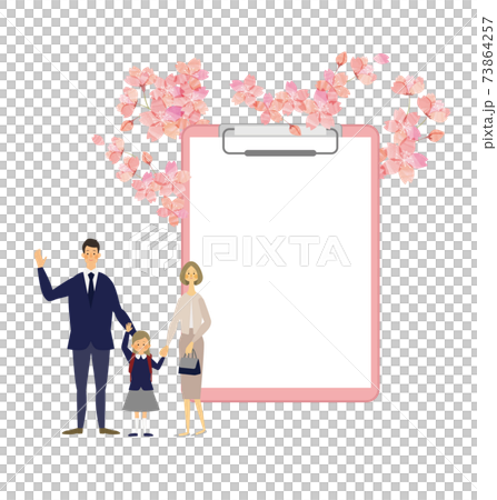 Vector illustration of a binder with family and cherry blossoms 73864257