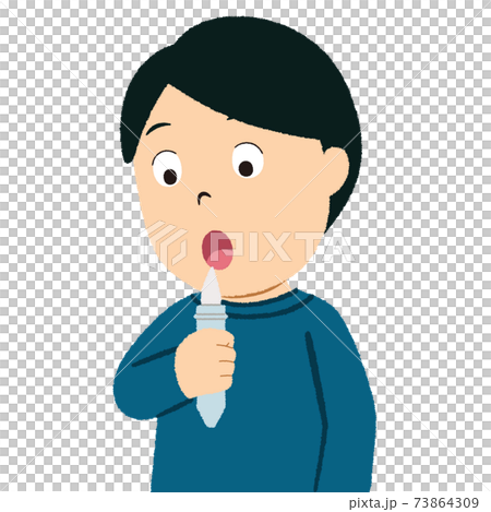 検体採取 唾液 つば のイラストのイラスト素材