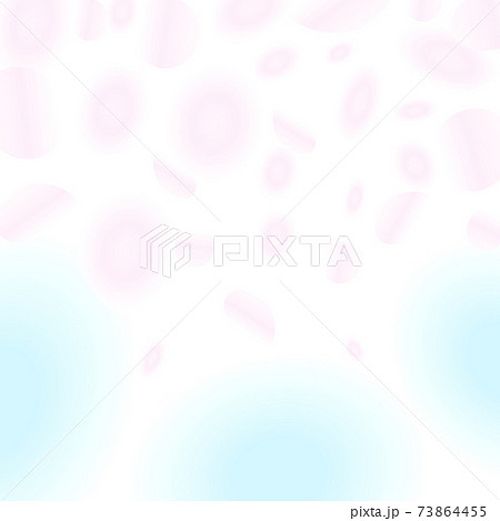 ぼんやりとした春の青い空にピンクの花びらが舞っているイラスト 73864455