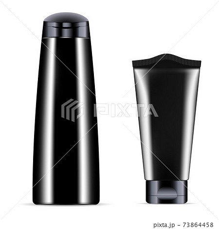 Black plastic bottle and tube mockup Hair Cosmetic 73864458