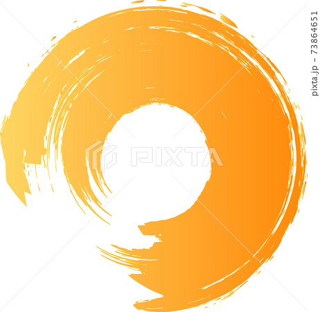 墨で描いた金の極太丸フレームのイラスト素材