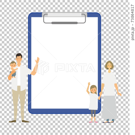 4人家族とバインダーのベクターイラスト 73864817