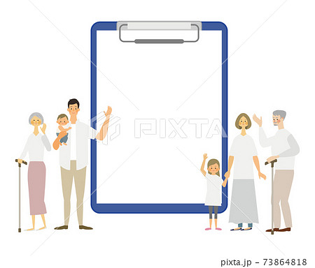 3世代の家族とバインダーのベクターイラスト 73864818