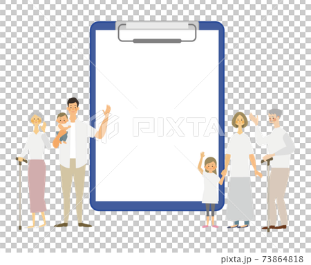 3世代の家族とバインダーのベクターイラスト 73864818