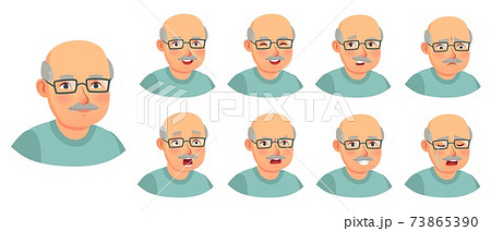 Grandfather emotions set. Character senior doubt, elder adult 73865390