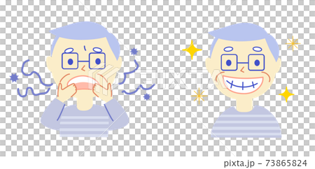 高齢者と歯磨き :歯科イラスト 73865824