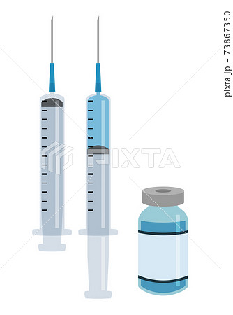 注射器とワクチンの入ったバイアル瓶のベクターイラストのイラスト素材