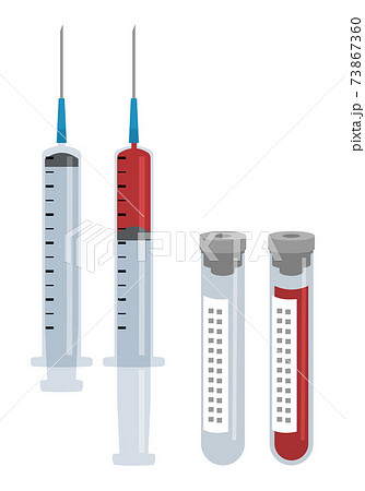 採血をした注射器と採血スピッツのベクターイラストのイラスト素材