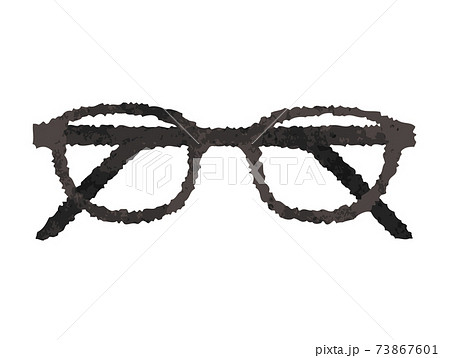 水彩風 畳んだおしゃれなボストン型黒ブチ眼鏡のイラスト素材