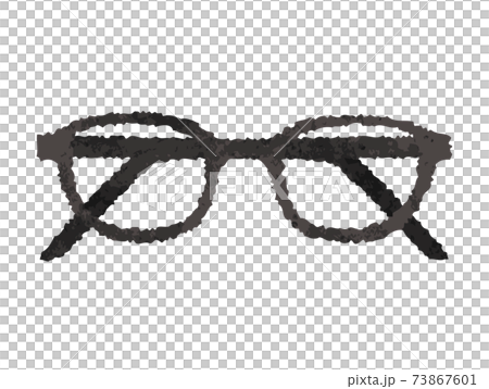 水彩風 畳んだおしゃれなボストン型黒ブチ眼鏡のイラスト素材