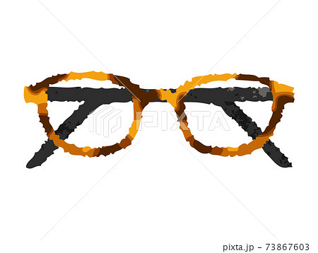 水彩風 畳んだおしゃれなボストン型べっ甲眼鏡のイラスト素材