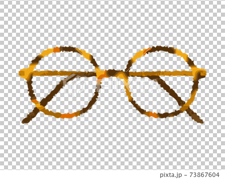 水彩風 畳んだおしゃれなラウンド型べっ甲眼鏡のイラスト素材