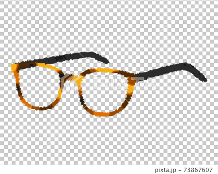 水彩風 開いたおしゃれなボストン型べっ甲眼鏡のイラスト素材