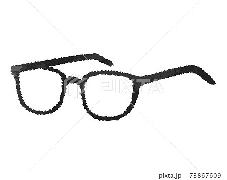 水彩風 開いたおしゃれなボストン型黒ブチ眼鏡のイラスト素材