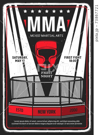 Mixed martial arts tournament grungy flyer, poster 73867721