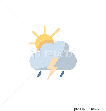 Storm, cloud and sun. Flat icon. Isolated weather vector illustration 73867787