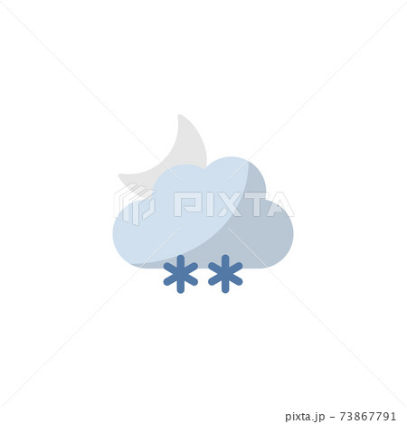 Snow, cloud and moon. Flat icon. Isolated weather vector illustration Snow, cloud and moon. Flat icon. Isolated weather vector illustration 73867791