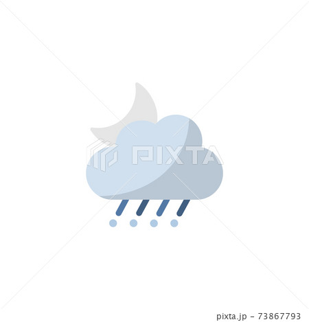 Sleet, cloud and moon. Flat icon. Isolated weather vector illustration Sleet, cloud and moon. Flat icon. Isolated weather vector illustration 73867793