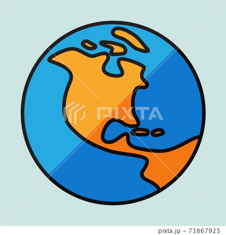 Simplicity freehand world map sketch on globe. 73867925