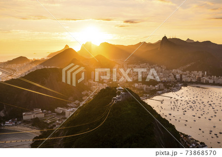 Beautiful panorama of Rio de Janeiro at twilight, Brazil. Sugarloaf Mountain 73868570